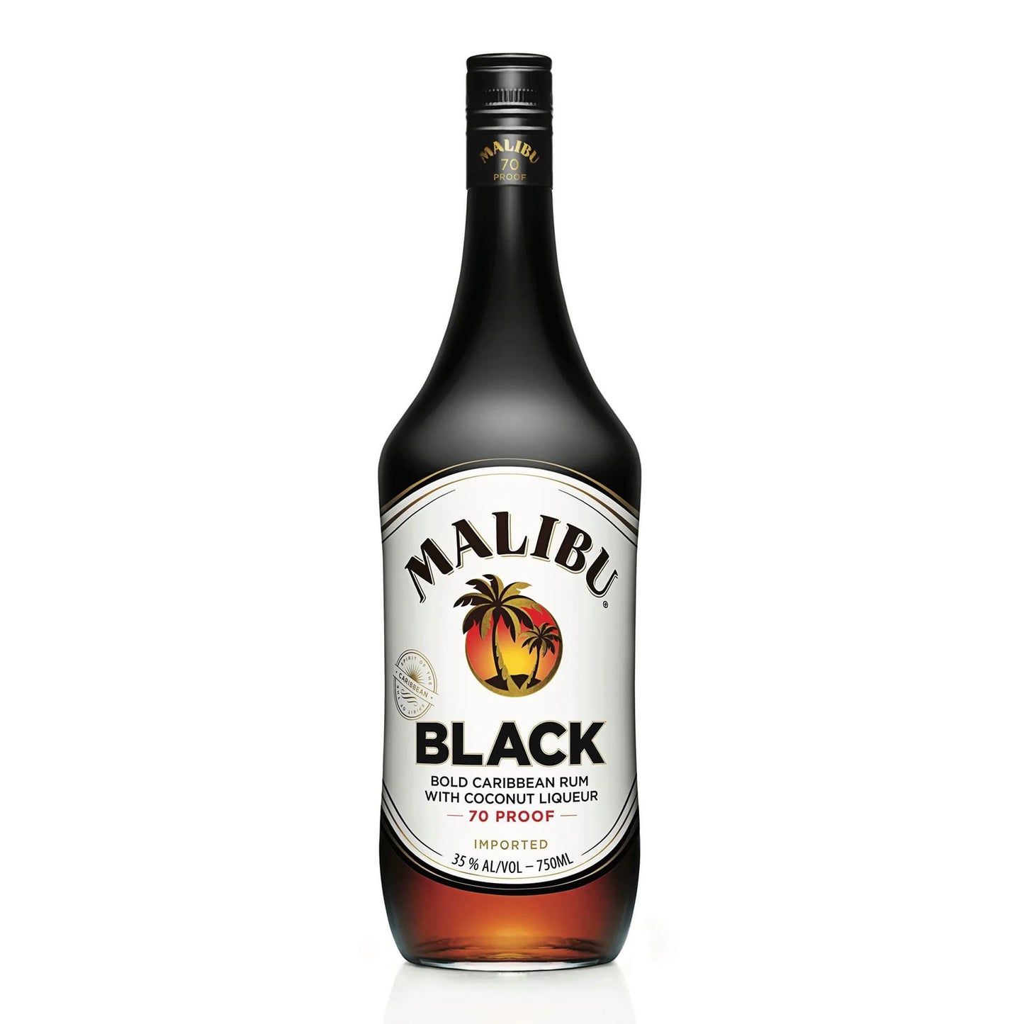 Malibu Black 70 Proof  Coconut Rum Liqueur 750 ml