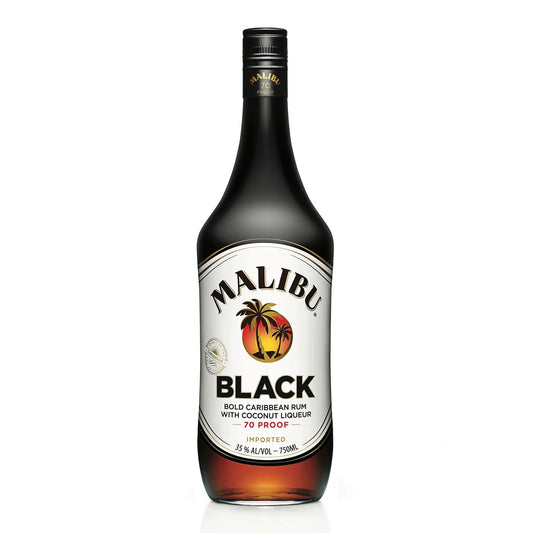 Malibu Black 70 Proof  Coconut Rum Liqueur 750 ml